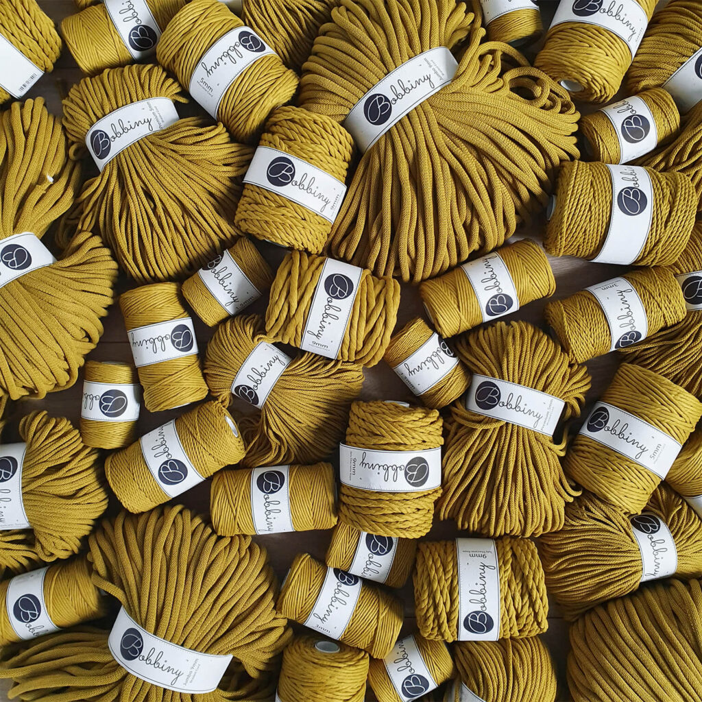 Spicy Yellow: 3-slået macramé rope 3 mm - Image 3