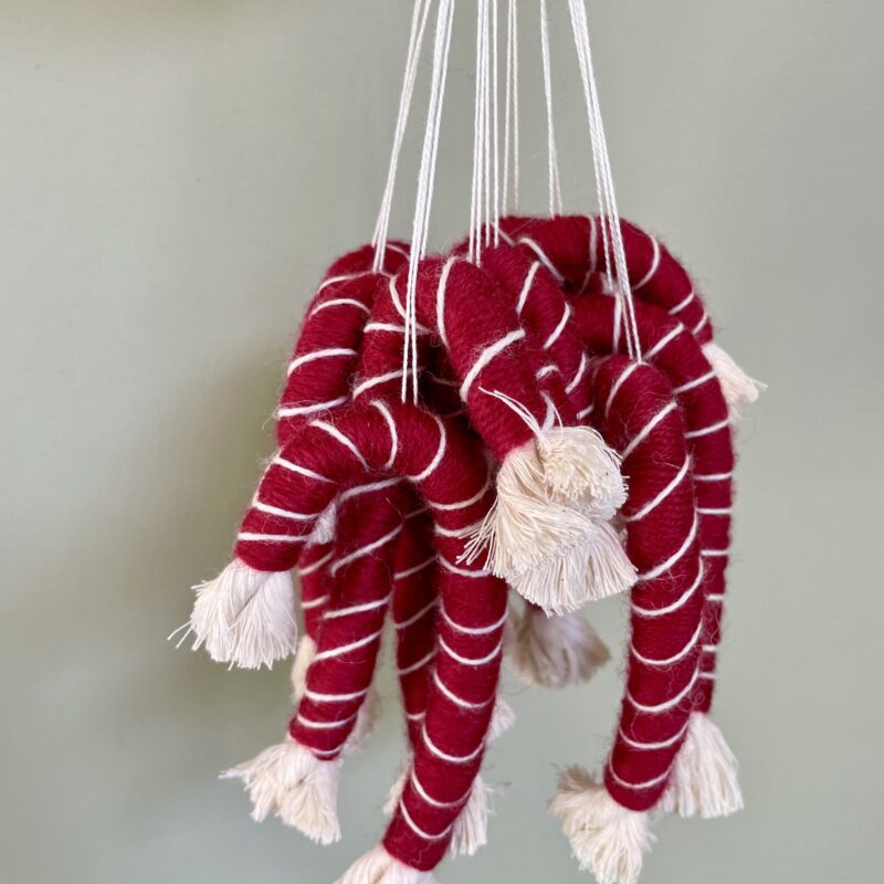 Julestokke i Mørk rød med hvid stribe – sæt med 2 stk.