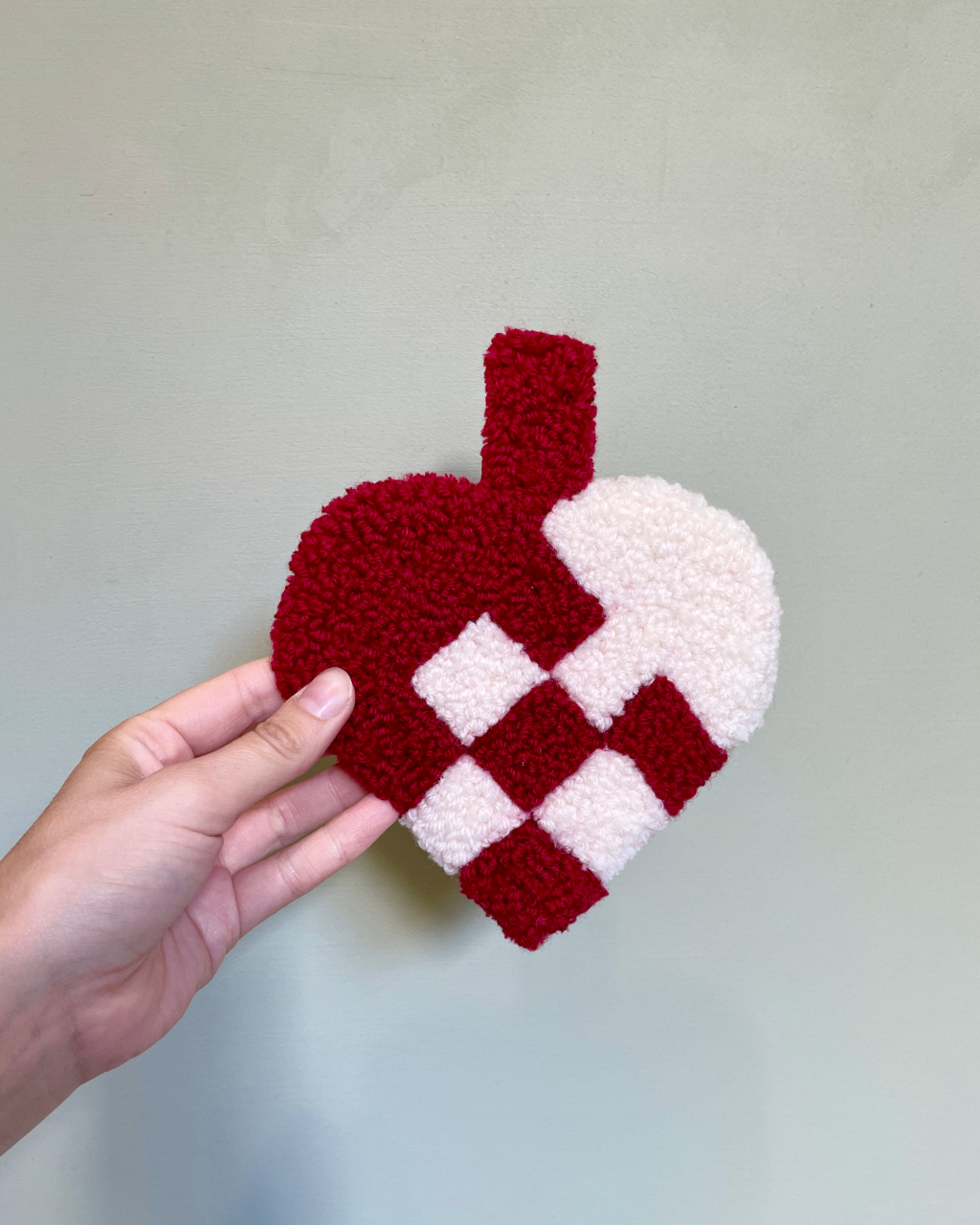Tuftede julehjerter - rød/hvid - Billede 3