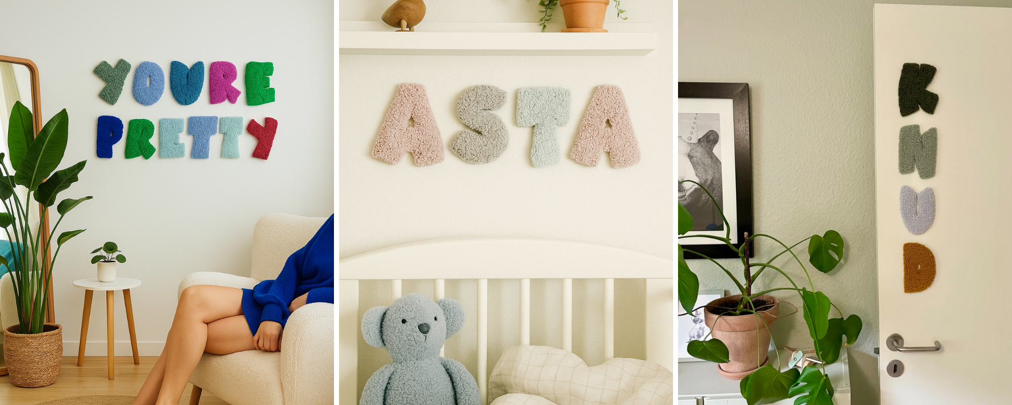 banner tuftede bogstaver flair