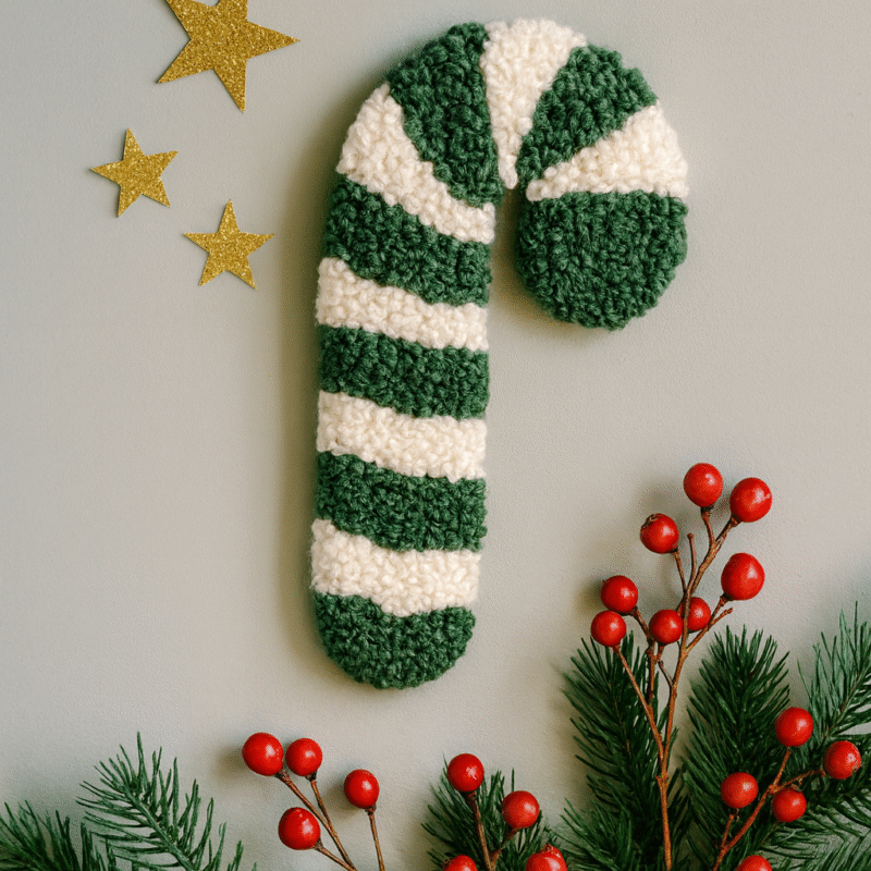 Tuftet julestok - Grøn/hvid