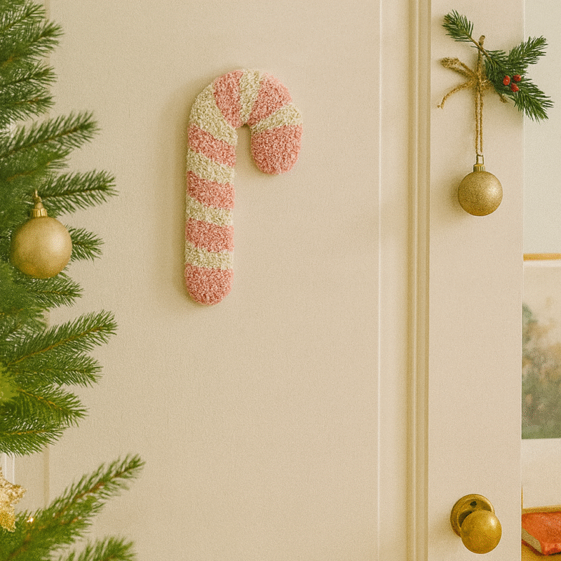 Tuftet julestok - Lyserød glimmer