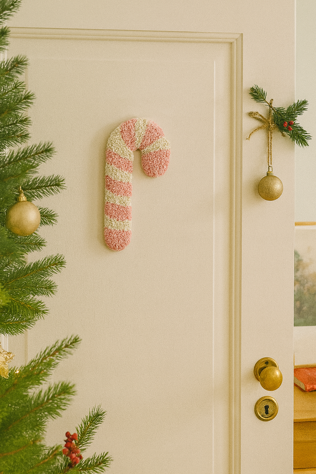 Tuftet julestok - Lyserød glimmer